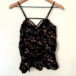 American Eagle Black Floral Camisole w/ Adjustable Straps (Women’s, Small)